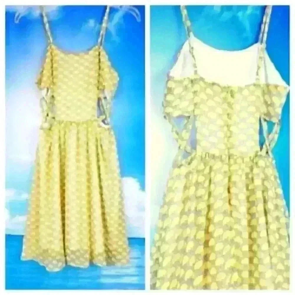 RACHAEL & CHLOE Womans YELLOW Juniors Summer SUN Dress BUTTERFLY Print size Sm